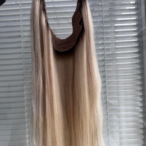 HALO HUMAN HAIR SUPER LONG! Platinum Blonde, NEW - Picture 2 of 8